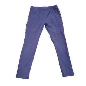 Jak & Peppar Girls Blue Leggings with Green X Side Stitch - Size 6